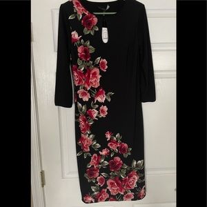 Reversible floral and solid black Whbm dress